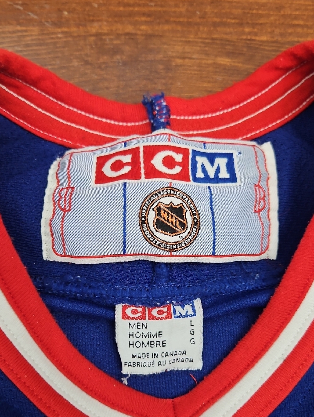 CCM Blue New York Rangers Hockey Jersey with Red and White Accents - Picture 3 of 3